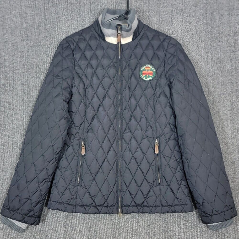 Horseware Ireland Jacket Womens S Black Down Quilted Equestrian w/ Wrist Gaiters